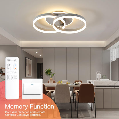 Amdelne LED Deckenleuchte 2-Ringe Design 50cm Dimmbar – Grau