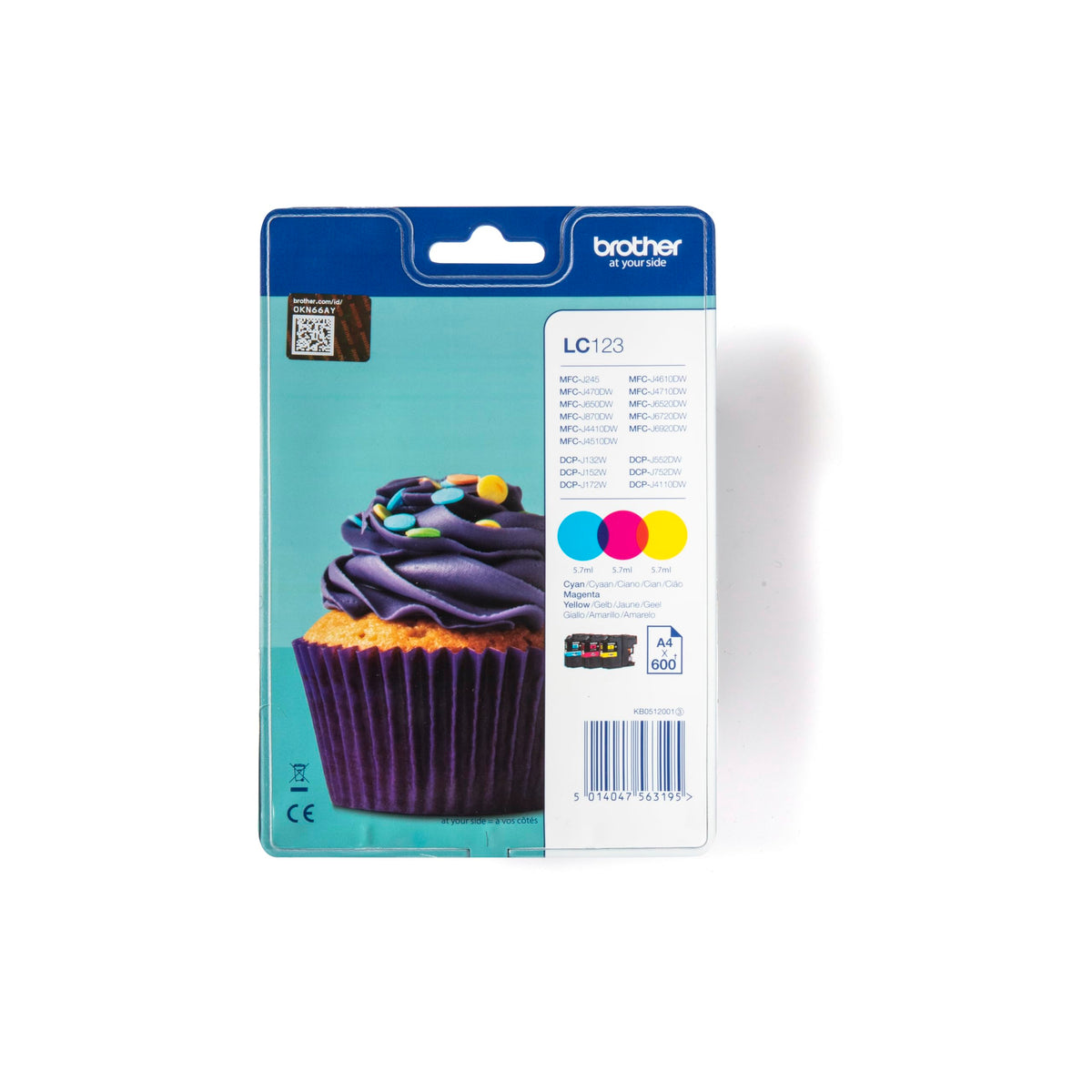 Brother LC-123RBWBP Tintenpatrone Rainbow Blister Cyan/Magenta/Gelb – Blister mit drei Druckerfarben