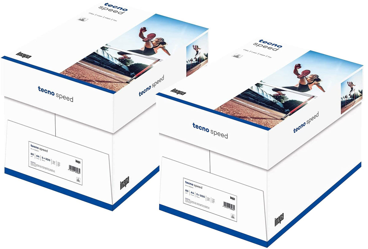 inapa tecno Speed Druckerpapier A4, 80 g/m², weiss, 5000 Blatt, Stapel weisser A4-Blätter