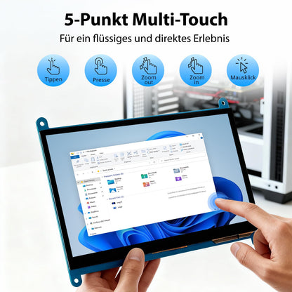 ELECROW 7 Zoll Touchscreen Monitor 1024x600 für Raspberry Pi