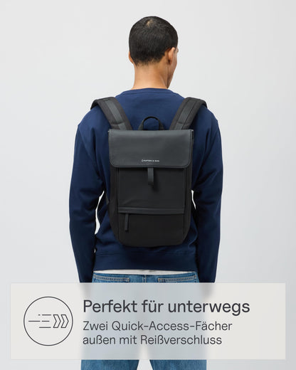 Kapten & Son Rucksack Fyn Classic All Black 11 L mit 14" Laptopfach