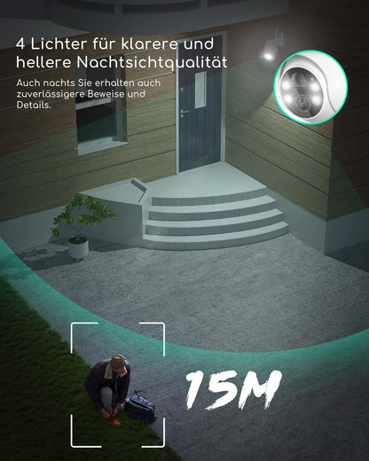 COOAU Q01 5MP Überwachungskamera Aussen mit Solarpanel und Akku
