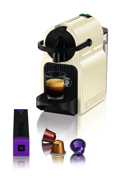 Nespresso De'Longhi Inissia EN 80.CW Kapselmaschine - Vanilla Cream. Kompakt, vanillefarben. Brühfunktion für Espresso und Lungo mit Nespresso-Kapseln.