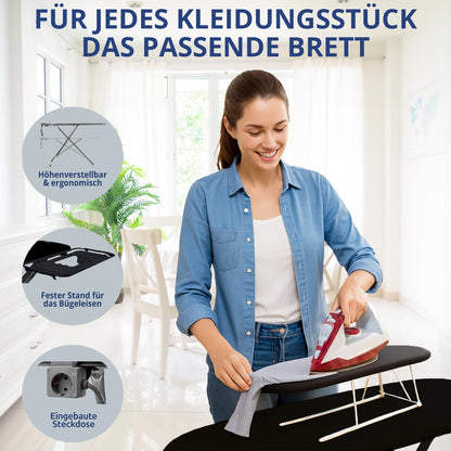STAHLMANN Bügelbrett SC7598, 120 x 38 cm, höhenverstellbar, schwarz