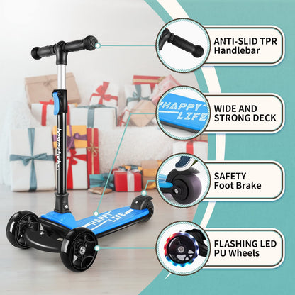 besrey Kinder Dreiradscooter - Faltbar, LED Leuchträder