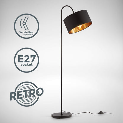 B.K.Licht Stehlampe Vintage Industrial schwenkbar – Schwarz-Gold