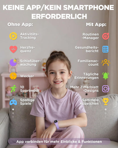 BIGGERFIVE Vigor 3 Fitnessuhr für Kinder, AMOLED, 3ATM, Lila