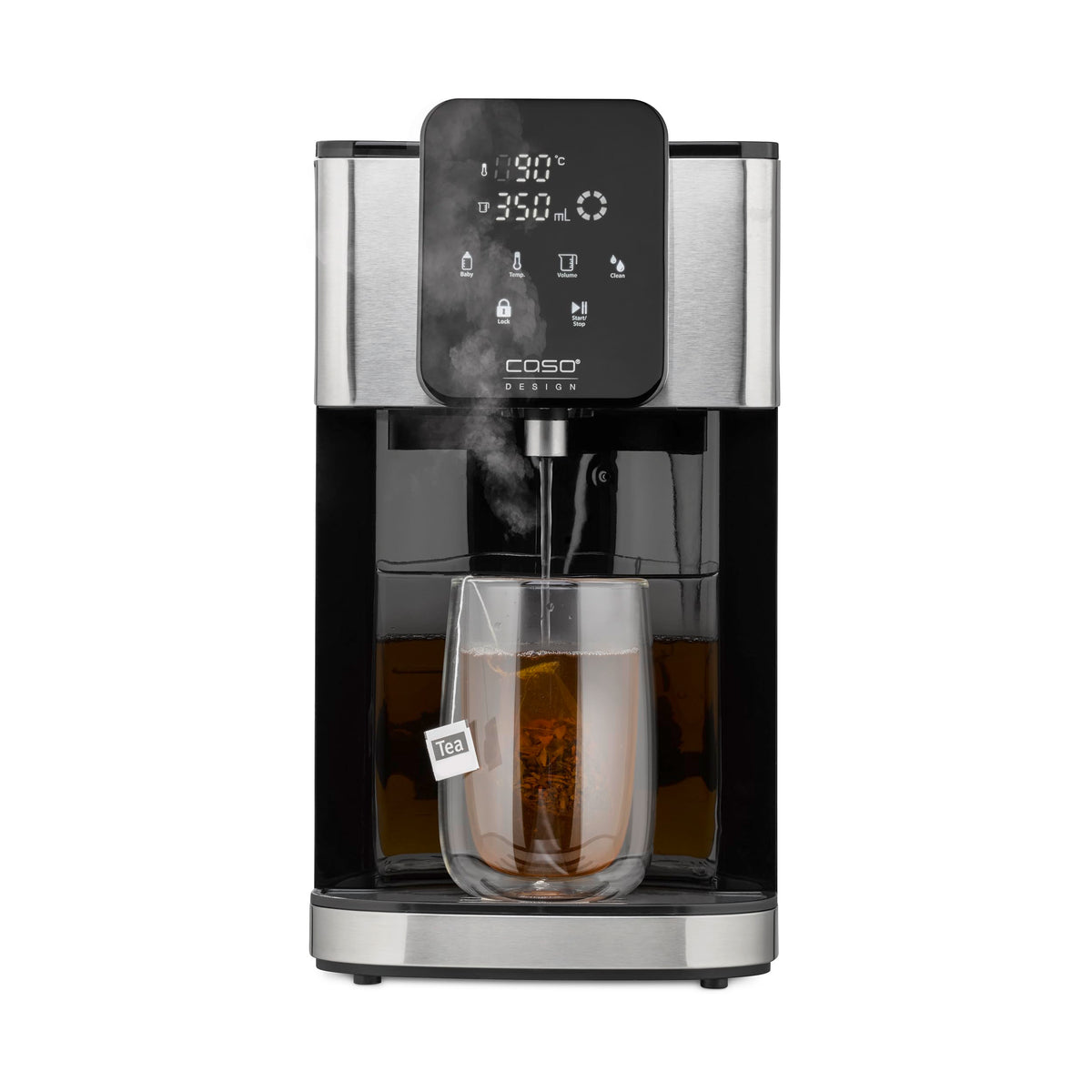 Caso HW 1660 Turbo Heisswasserspender 2600 W mit 4-Liter-Tank, Edelstahlgehäuse und Touch-Bedienpanel