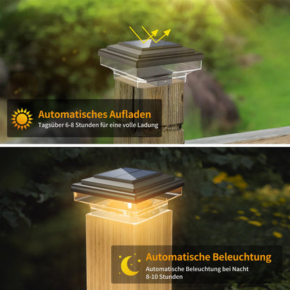 kefflum Solar Pfostenkappen Licht 4er Set LED Zaunpfosten IP65