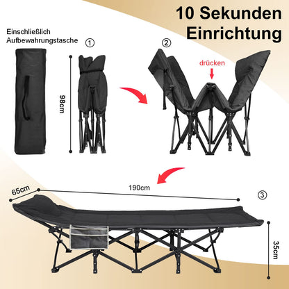 ATORPOK Campingbett Feldbett klappbar extra breit - Schwarz