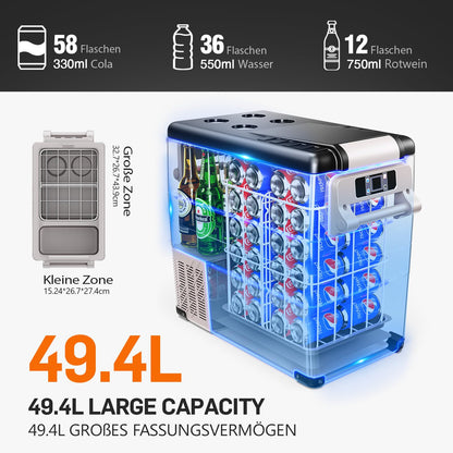 EUHOMY CF-55 Kompressor Kühlbox 49,4 L, 12/24 V und 240 V
