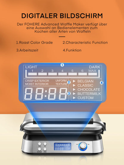 FOHERE Doppelwaffeleisen Belgisch - 1600W, 5 Programme