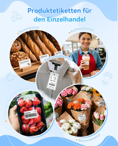 NIIMBOT B1 Etikettendrucker Bluetooth mit 3 Etikettenrollen, Silber
