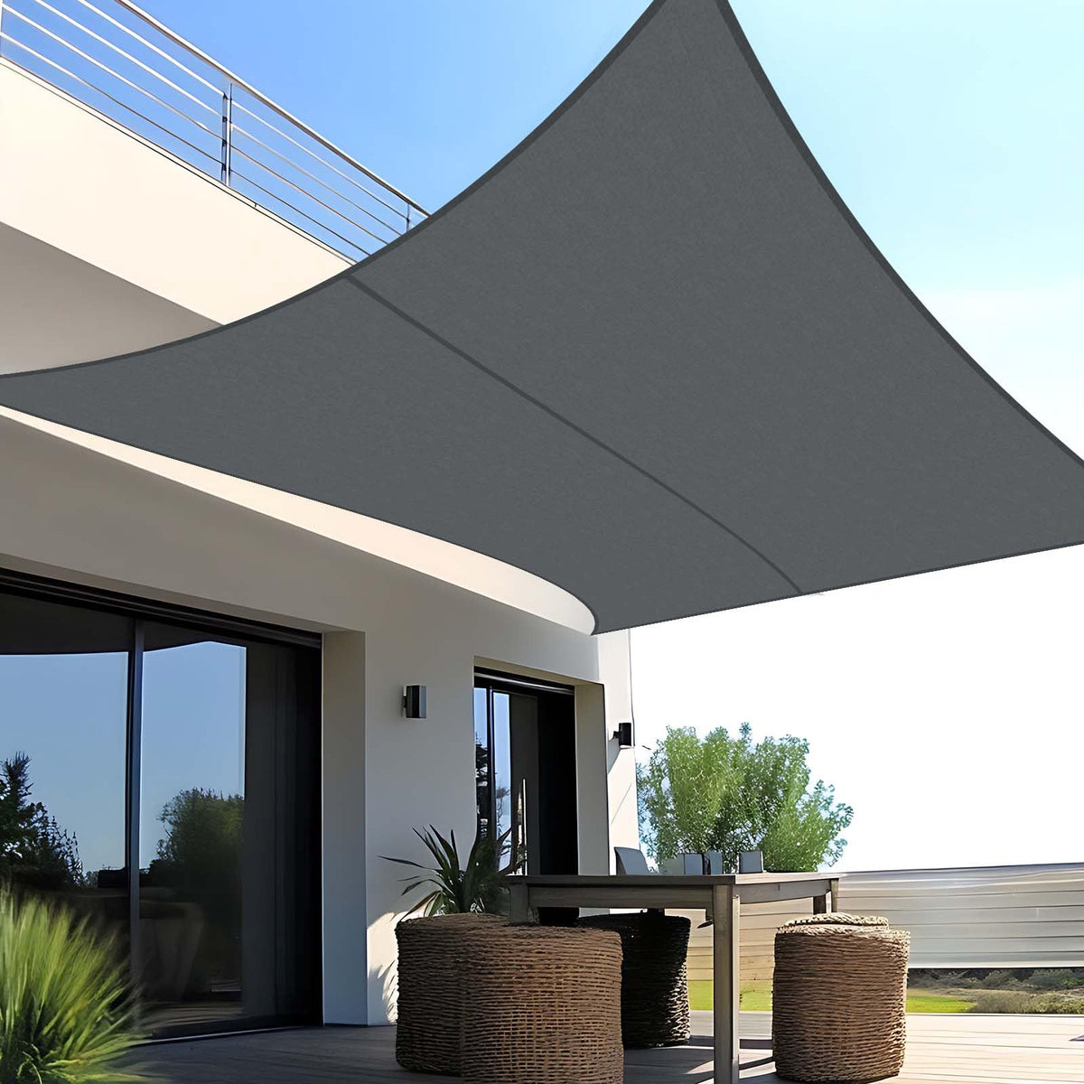 SUNNY GUARD Sonnensegel wasserdicht 4x5 m rechteckig, anthrazit – Segeltuch mit Edelstahl-D-Ringen