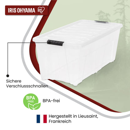 Iris Ohyama TB-84D Aufbewahrungsboxen - 80L 4er-Set Transparent