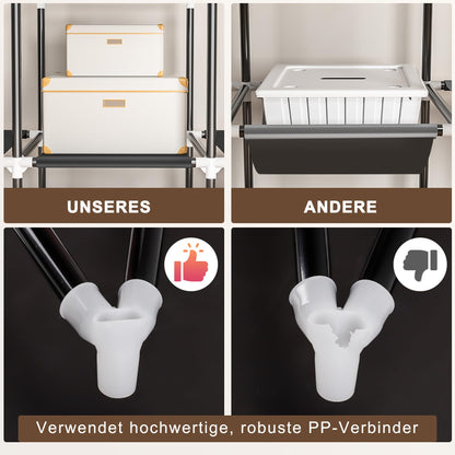 Neatrays Stoffschrank mit 4 Kleiderstangen und 8 Fächern, schwarz