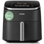 Cosori Turboblaze Airfryer 9-in-1 Heissluftfritteuse - XXL 6L. Schwarzes, rechteckiges Gerät zum fettarmen Garen von Speisen.