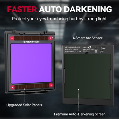 ARCCAPTAIN Automatik-Schweisshelm mit LED-Licht, Solar und True Color