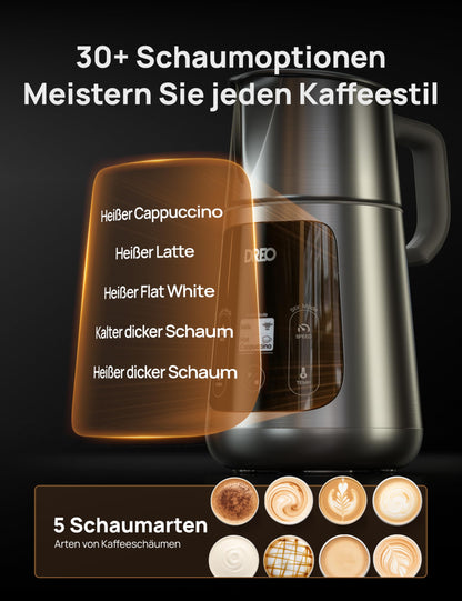 DREO Milchaufschäumer Elektrisch DR-KMF001, All-in-1 mit LED-Anzeige