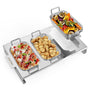 Onlyfire Grillpfännchen 3er-Set, Edelstahl mit Griffen und Ständer – kompakte Grillschalen für Gasgrill und Ofen
