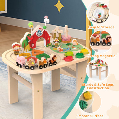 Montessori Holz Aktivitätstisch Farm Lernspielzeug Natur
