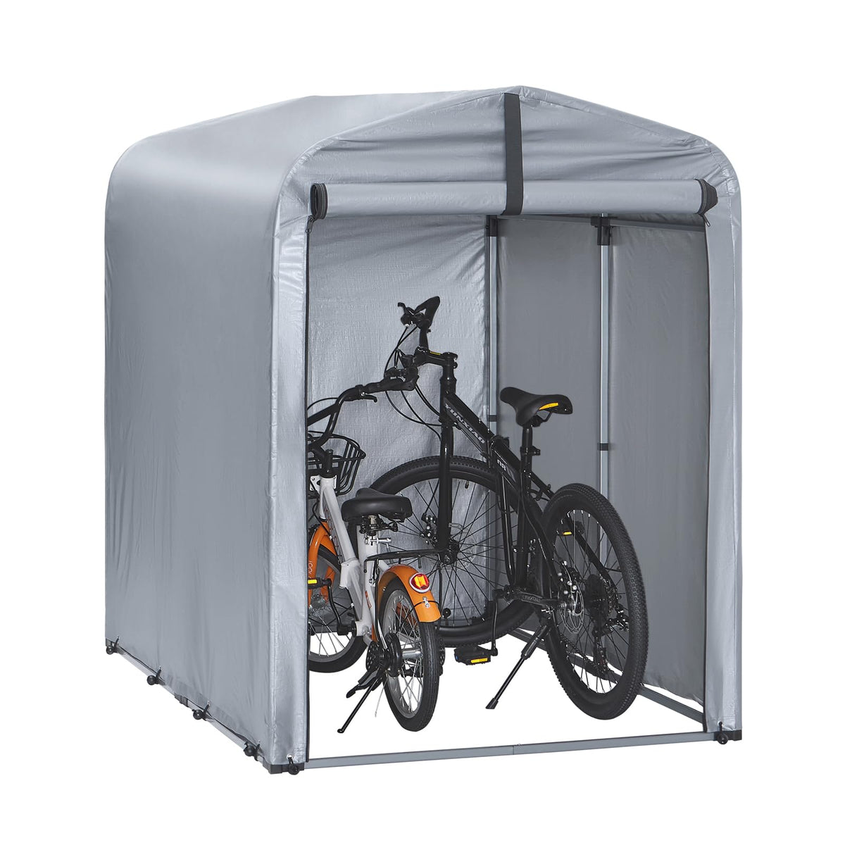 SoBuy Fahrradgarage KLS11-K wetterfest für 1-2 Fahrräder mit UV-Schutz, Eisenrahmen, PE-Plane und Rolltür