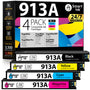 Smart Ink HP 913A Kompatible Druckerpatronen - 4er Multipack. Vier Patronen Schwarz, Cyan, Magenta, Gelb. Enthalten Tinte für Farbdrucke in HP-Druckern.