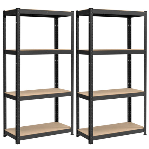 SONGMICS Schwerlastregal GLR044B02, 2er Set, Stahl, 160 cm, schwarz, Regal mit 4 Ablagen für Keller und Garage