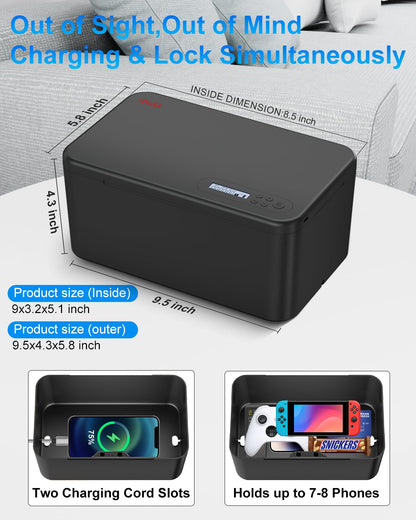 iDiskk Telefon-Safe mit Timer, Schlossbox mit Zeitsperre, Schwarz
