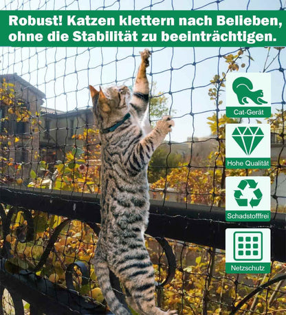 Tatamiyya Katzennetz für Balkon, drahtverstärkt, 10x2 m, schwarz