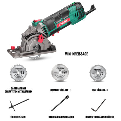 HYCHIKA Mini Handkreissäge 500W - Für Holz, Metall & Fliesen