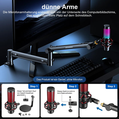Aokeo AK-58 Mikrofonarm mit niedrigem Profil für Studio und Streaming