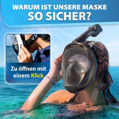 KAIMANA Schnorchelmaske K001 – Vollgesichtsmaske mit Tragetasche