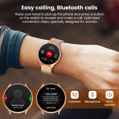 SLOKSFil S53 Smartwatch Damen mit Telefonfunktion, Roségold
