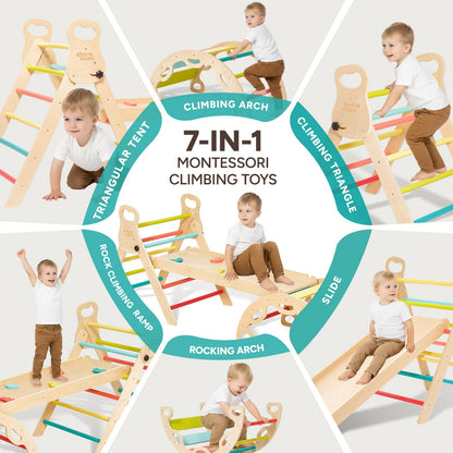 Giant bean 5-in-1 Montessori Kletterdreieck - Regenbogen (M)