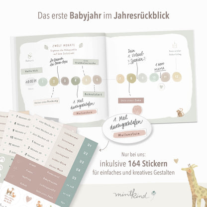 mintkind Mein erstes Jahr Babyalbum, Leinen Beige, 176 Seiten