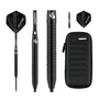 Champify Nighthawk Steeldarts Set, 90% Tungsten, 23 g, mit Tasche – drei schwarze Darts mit Metallspitze