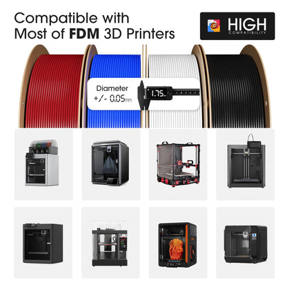 eSUN PLA Basic Filament 1.75 mm, 4 Spulen, Rot/Blau/Weiss/Schwarz