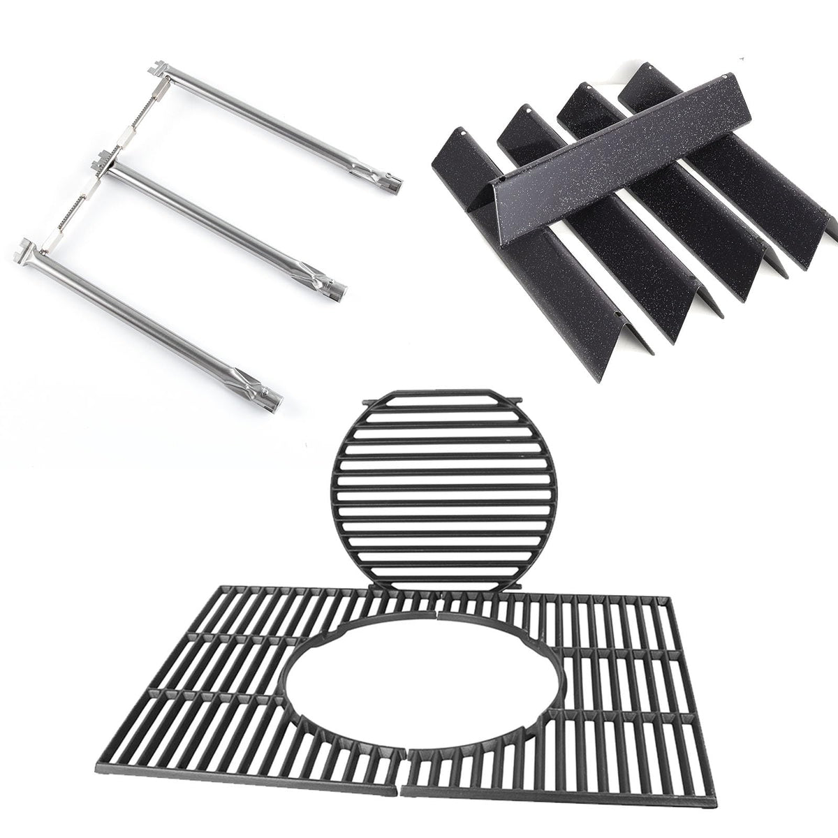 GriHero Grillersatzteile Set für Weber Spirit I & II 300 Serie mit gusseisernem Grillrost und Edelstahlbrennern