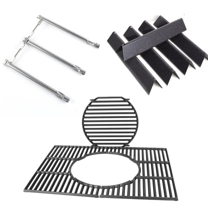 GriHero Grillersatzteile Set für Weber Spirit I & II 300 Serie mit gusseisernem Grillrost und Edelstahlbrennern