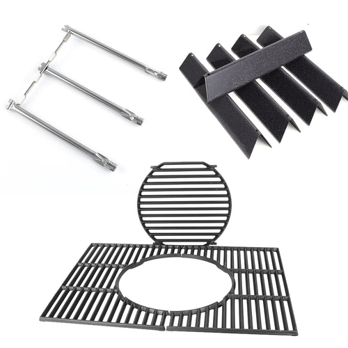 GriHero Grillersatzteile Set für Weber Spirit I & II 300 Serie mit gusseisernem Grillrost und Edelstahlbrennern
