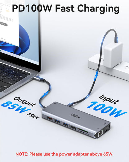USB C Dockingstation 14-in-1 Triple Display 4K HDMI