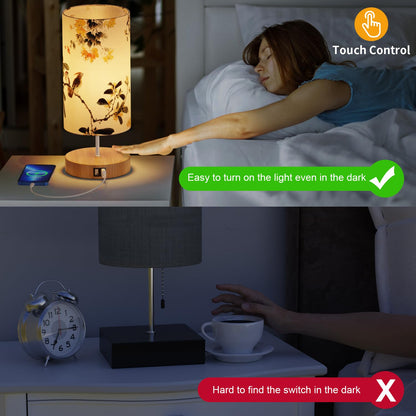 GPATIO Moderne LED Nachttischlampe Touch Dimmbar – 2er Set USB