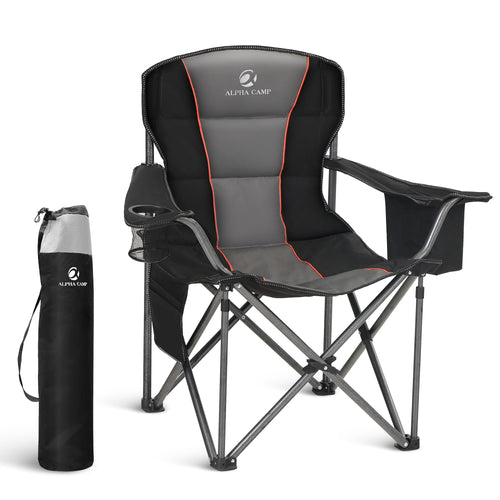 LET'S CAMP Campingstuhl Klappbar – Übergross, bis 200kg, Kühltasche. Faltbare Sitzgelegenheit mit integrierter Kühltasche für Camping.