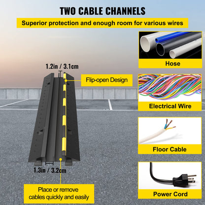 VEVOR Kabelbrücke Gummi-PVC 2-Kanal – Schwarz-Gelb