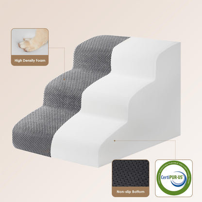EHEYCIGA Hundetreppe für kleine Hunde, 3 Stufen, 40 cm, Grau