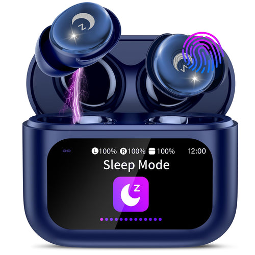 VEKJ L8 Pro Schlafkopfhörer Bluetooth 5.4 In-Ear, Sternenblau mit Ladecase und Touchscreen