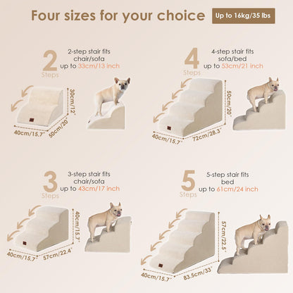 EHEYCIGA Hundetreppe für kleine Hunde, 3 Stufen, 40 cm, Beige