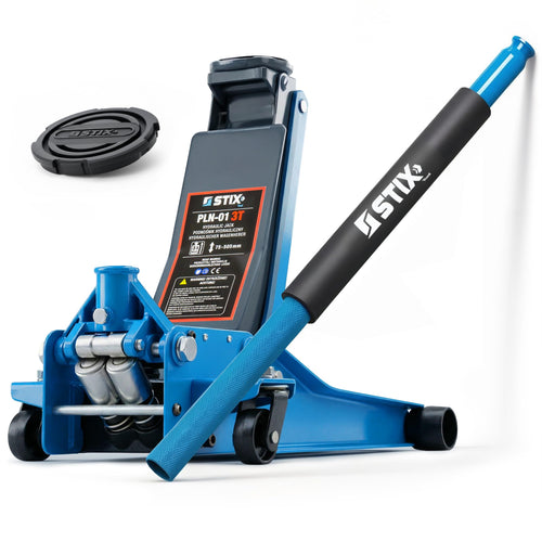 STIX Hydraulischer Rangierwagenheber 3T, extra flach 75 mm, Quicklift aus Stahl mit Gummiauflage