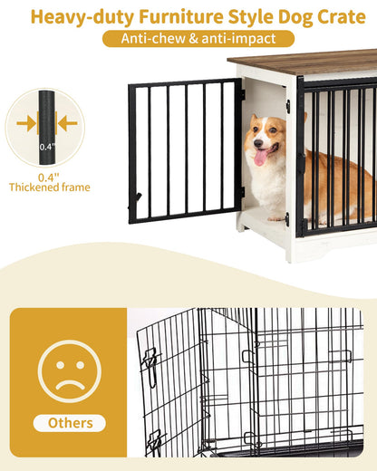 Hzuaneri Moderne Hundebox Möbel 81cm – Holz Weiss Braun